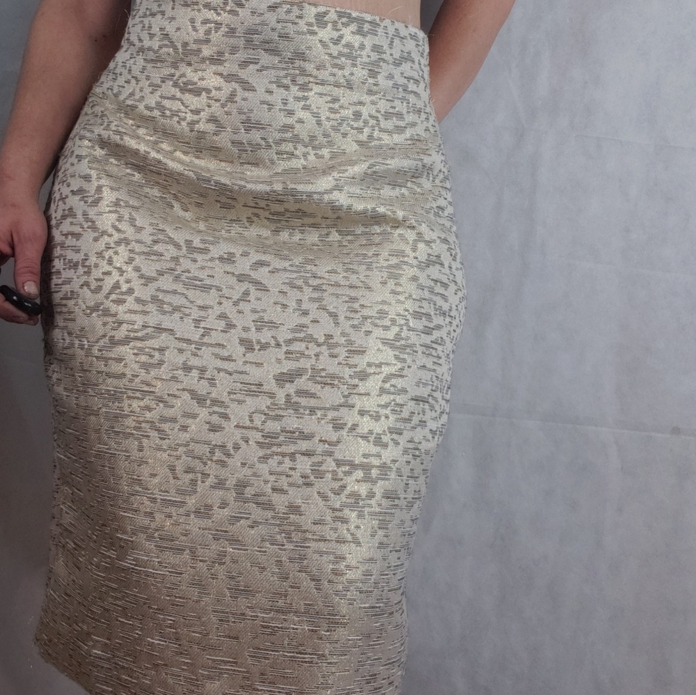 ⁰WORTHINGTON   Gold Midi career skirt size 12